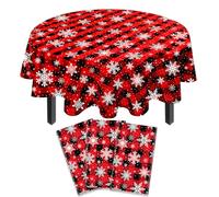 INSPIREYEE Lot de 3 nappes de Noël à carreaux - Nappe à carreaux - 213,4 cm - Jetables - Rouge et noir - Pour décoration de fête de Noël - Vacances d'hiver