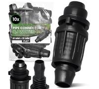 Instalguru 10x Raccord Compression PE QJ 16x15 mm Flat Connecteur Arrosage Goutte à Goutte Union Tuyau Irrigation Jardin Polyéthylène Microirrigation Agriculture Plastique Noir