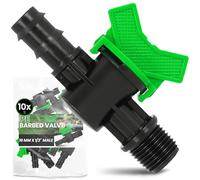 Instalguru 10x Vanne À Sphère Tuyau PE 16 mm x 1/2'' Filetage Mâle Robinet D'arrêt Irrigation Goutte À Goutte Soupape De Réglage Raccord Arrosage Jardin Interrupteur Eau Noir