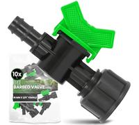 Instalguru 10x Vanne À Sphère Tuyau PE 16 mm x 3/4'' Filetage Femelle Robinet D'arrêt Irrigation Goutte À Goutte Soupape De Réglage Raccord Arrosage Jardin Interrupteur Eau Noir