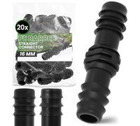 Instalguru 20x Raccord Compression PE 16x16 mm Connecteur Arrosage Jardin Irrigation Tuyau Goutte À Goutte Extension Conduite Eau Plastique Noir Agricole