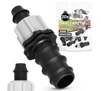 Instalguru 20x Raccord Compression PE 20x8 mm Connecteur Arrosage Jardin Irrigation Tuyau Goutte À Goutte Extension Conduite Eau Plastique Noir Agricole