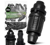Instalguru 20x Raccord Compression PE QJ 16x15 mm Flat Connecteur Arrosage Goutte à Goutte Union Tuyau Irrigation Jardin Polyéthylène Microirrigation Agriculture Plastique Noir