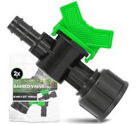 Instalguru 2X Vanne À Sphère Tuyau PE 16 mm x 3/4'' Filetage Femelle Robinet D'arrêt Irrigation Goutte À Goutte Soupape De Réglage Raccord Arrosage Jardin Interrupteur Eau Noir