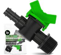 Instalguru 2X Vanne À Sphère Tuyau PE 16 mm x 3/4'' Filetage Mâle Robinet D'arrêt Irrigation Goutte À Goutte Soupape De Réglage Raccord Arrosage Jardin Interrupteur Eau Noir