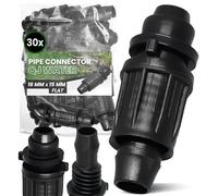 Instalguru 30x Raccord Compression PE QJ 16x15 mm Flat Connecteur Arrosage Goutte à Goutte Union Tuyau Irrigation Jardin Polyéthylène Microirrigation Agriculture Plastique Noir