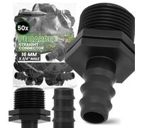 Instalguru 50x Raccord Compression PE 16x3/4'' Mâle Connecteur Arrosage Jardin Irrigation Tuyau Goutte À Goutte Extension Conduite Eau Plastique Noir Agricole