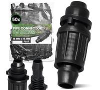 Instalguru 50x Raccord Compression PE QJ 16x15 mm Flat Connecteur Arrosage Goutte à Goutte Union Tuyau Irrigation Jardin Polyéthylène Microirrigation Agriculture Plastique Noir