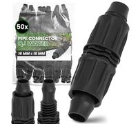 Instalguru 50x Raccord Compression PE QJ 16x16 mm Connecteur Arrosage Goutte à Goutte Union Tuyau Irrigation Jardin Polyéthylène Microirrigation Agriculture Plastique Noir