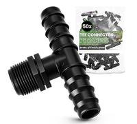 Instalguru 50x Raccord Té PE 20x3/4''x20 mm Connecteur Tuyau Arrosage Goutte À Goutte Jonction Système Irrigation Jardin Accessoire Plomberie Manchon Union Tube Polyéthylène Eau Potager