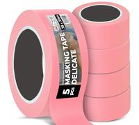 Instalguru 5x Ruban De Masquage Crêpe 38 mm x 20 m Surfaces Délicates Adhésif Rose Peintre Papier Washi pour Rénovation Travaux Intérieurs Fin Déco Artisan Peinture Décoration