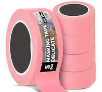 Instalguru 5x Ruban De Masquage Crêpe 48 mm x 50 m Surfaces Délicates Adhésif Rose Peintre Papier Washi pour Rénovation Travaux Intérieurs Fin Déco Artisan Peinture Décoration