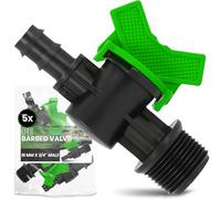 Instalguru 5X Vanne À Sphère Tuyau PE 16 mm x 3/4'' Filetage Mâle Robinet D'arrêt Irrigation Goutte À Goutte Soupape De Réglage Raccord Arrosage Jardin Interrupteur Eau Noir