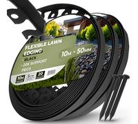 Instalguru Bordure De Pelouse Jardin 30 m 50 mm Délimitation Souple Palissade 60x Piquets Ancrage Sol Clous Fixation 18 cm Noir Séparation Massif Allée