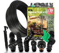 Instalguru Kit Arrosage Goutte à Goutte 137 Pcs Tuyau Poreux 16 mm 100 m Raccord Connecteur Coude Té Bouchon Circuit Micro Irrigation Jardin Potager Pelouse Serre Haie