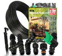 Instalguru Kit Arrosage Goutte à Goutte 137 Pcs Tuyau Poreux 16 mm 100 m Raccord Connecteur Coude Té Bouchon Circuit Micro Irrigation Jardin Potager Pelouse Serre Haie