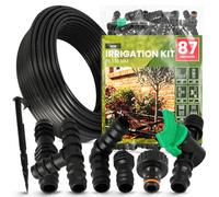 Instalguru Kit Arrosage Goutte à Goutte 87 Pcs Tuyau Poreux 16 mm 100 m Raccord Connecteur Coude Té Bouchon Circuit Micro Irrigation Jardin Potager Pelouse Serre Haie