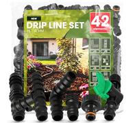 Instalguru Raccord PE 16 mm Kit 42 Pièces Té Coude Manchon Bouchon Vanne Arrêt Rapide Connecteur 3/4'' pour Tuyau Polyéthylène Arrosage Goutte À Goutte Irrigation Jardinage