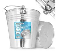 Instalguru Seau 10L Métal Eau Zinc Tôle Acier Galvanisé Jardin Robuste Travaux Construction Metallique Nettoyage Mortier Ciment Déchets Charbon Plantes Sable