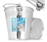 Instalguru Seau 15L Métal Eau Zinc Tôle Acier Galvanisé Jardin Robuste Travaux Construction Metallique Nettoyage Mortier Ciment Déchets Charbon Plantes Sable