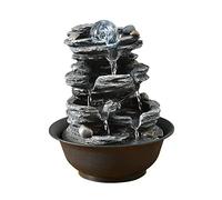 Installation Facile Fontaine de Table en résine avec Cascade Roche, Fontaine méditation d'intérieur, Bureau for, Maison, Chambre à Coucher, L8,0×W8,0×H10,2