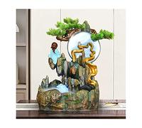 Installation Facile Fontaine d'eau de Table, Cascade intérieure avec brumisateur et Arbres artificiels en résine, Petites Statues Bouddha, Sculptures Lune for la décoration Maison du Bureau