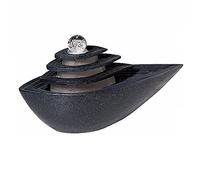 Installation Facile Fontaine d'eau de Table d'intérieur Noire avec lumières LED, Boule roulante, Fontaine Relaxation, Cascade, décoration, pièce maîtresse, Petite Taille Bureau