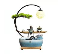 Installation Facile Fontaine d'intérieur de Bureau méditation Zen avec Lampe Boule en rotin et brûleur d'encens Fontaines Cascade Relaxation Table for la décoration Maison du