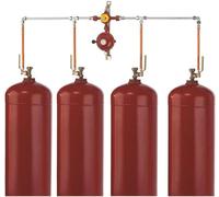 Installation GOK à 4 bouteilles, kit complet 37-50 mbar 6 kg/h avec commutation automatique et bouchons aveugles Zatechs (évolutif 2-4 bouteilles)