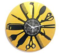 Horloges de salon anciennes | Horloges de salon | Horloges murales pour salons de coiffure | Horloge murale vintage avec cadran silencieux (noir et or B5)