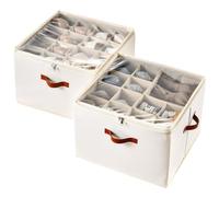 INSTY Lot de 2 organiseurs de chaussures pliables pour placard, pouvant contenir jusqu'à 16 à 32 paires, séparateurs réglables pour rangement de chaussures, bacs de rangement en tissu avec couvercle