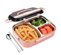 Insulated Lunch Box - 304 Stainless Steel PP 23x17x7cm | Large 1000ml | Compartmentalized Container With Cutlery | Leakproof Food Jar For Work School Camping Hiking