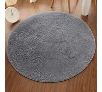 Insun Tapis Shaggy Monochrome Tapis à Poils Moelleux Pile Rond Tapis en Polyester pour Le Salon la Chambre Gris 130cm Diamètre