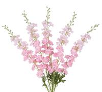 INSUNSIX Lot de 5 fleurs de delphinium artificielles en soie rose à longue tige de 86 cm pour centre de table de mariage rose, fleurs artificielles pour décoration d'intérieur et d'intérieur (rose