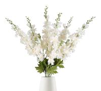 INSUNSIX Lot de 6 fleurs de delphinium artificielles en soie champagne à tige longue pour grand vase, fleurs artificielles pour centre de table de mariage, décoration d'intérieur et d'intérieur