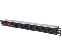 Intellinet PDU 713986 – 8 prises Type F 1U, aluminium noir, 250V 16A, câble 3 m