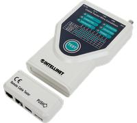 Intellinet 780094 Testeur de câble UTP/STP, RJ45/RJ11/IEEE-1394/USB, tests court-circuit & transmission, LED, portée 180m, gris, avec housse.