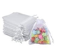 Intckwan 100 Pcs Organza 7x9cm, Pochette Cadeau, Bijoux, Sachet Bonbon, Lavande, Petit Transparent Parfait Pour Mariages, Festival, Noël, Anniversaires (Blanc)