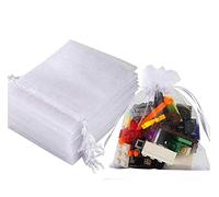 Intckwan 50 Pcs Organza 9x12cm, Pochette Cadeau, Pochette Bijoux, Petit Sachet Transparent Parfait Pour Mariages, Festival, Noël, Anniversaires. (Blanc)