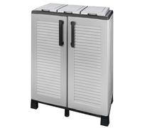 INTEC - Armoire à Poubelles de Tri Sélectif 3 Sacs - Meuble de Recyclage Déchets Intérieur/Extérieur - Organisateur Résistant 2 Portes 68 x 37 x H90 cm