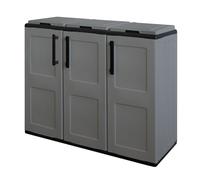 INTEC - Cache Poubelle Extérieur/Intérieur - Abri pour Poubelle de tri Selectif 3 Sacs Gris Dimensions 102 x 37 x 84 cm
