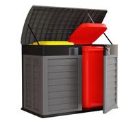 INTEC - Cache Poubelles Extérieur Design 1500L Anthracite - Grand Abri 2 Portes en Polypropylène Résistant pour Tri Sélectif - Coffre de Rangement Multifonctionnel pour Terrasse & Jardin