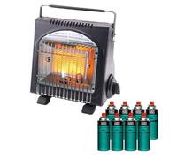 INTEC Chauffage à Gaz Portable Fuego 1700W + 8 Cartouches Gaz Butane Piezo