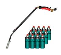 INTEC - Désherbeur thermique à gaz 1100W + 12 cartouches de gaz Butane Brule Herbes Allumage piezo + Adaptateur multicartouche