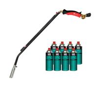 INTEC - Désherbeur thermique à gaz 1100W + 8 cartouches de gaz Butane Brule Herbes Allumage piezo + Adaptateur multicartouche