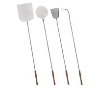 Set de 4 Pelles à Pizza Inox Alimentaire Poignée en bois Hêtre Manche 138 à 150 cm - Kit Four à Bois, Pain Pizza INTEC