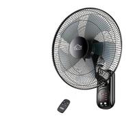 INTEC - Ventilateur mural 40W Ø40cm 3 Vitesses Brasseur d'air noir 5 pales Flux d'air important Télécommande & Minuterie 7h30