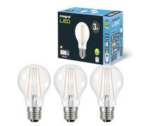 Integral LED Ampoule GLS A60, à filament, omnidirectionnelle, culot Edison à vis E27, blanc chaud 2700K, 806lm, 5,9W (équiv. 60W), non comp. variateur, éclairage domestique/professionnel, lot de 3