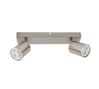 Integral LED Rampe LED Siena 2 spots GU10 | Éclairage intérieur pour montage au plafond | Têtes orientables et rotatives | Idéal pour salon, chambre, cuisine et salle à manger - Nickel satiné