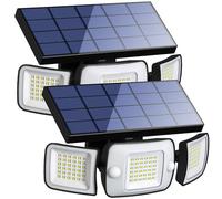 intelamp Lampes solaires de sécurité 6000 mAh avec batterie pour jardin, extérieur, garage, cour - Lot de 2 - Blanc - Éclairage d'extérieur mural - Modèle GYD-03r-UK-2Pack